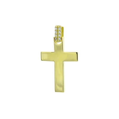 Βαπτιστικός Σταυρός Xρυσός 14Κ Με Ζιργκόν Πέτρες YGC205 (χωρίς αλυσίδα)