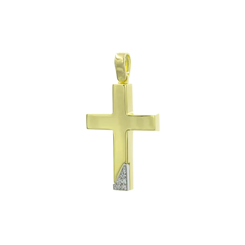 Βαπτιστικός Σταυρός Xρυσός 14Κ Με Ζιργκόν Πέτρες YGC206 (χωρίς αλυσίδα)