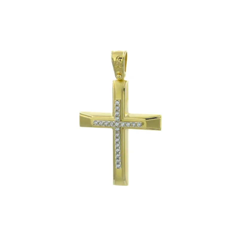 Βαπτιστικός Σταυρός Xρυσός 14Κ Με Ζιργκόν Πέτρες YGC212 (χωρίς αλυσίδα)