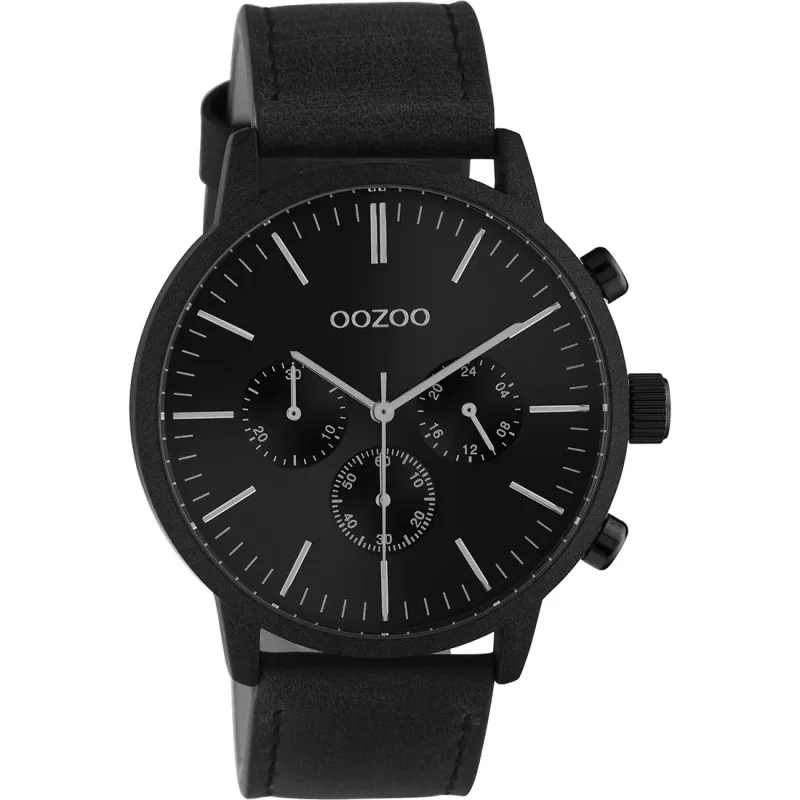 OOZOO  Timepieces Black Leather Strap  C10919