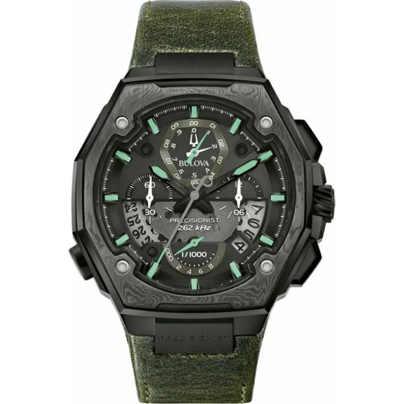 BULOVA Precisionist X Collection 10th Anniversary Green Leather Strap 98B355