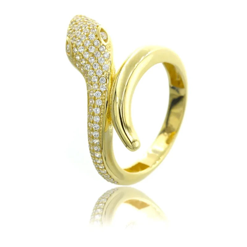 Χρυσό Δαχτυλίδι 14Κ | Φίδι | Ζιργκόν | GD367