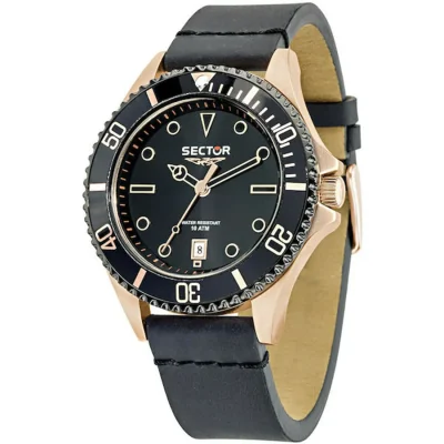 SECTOR 235 Black Leather Strap R3251161013