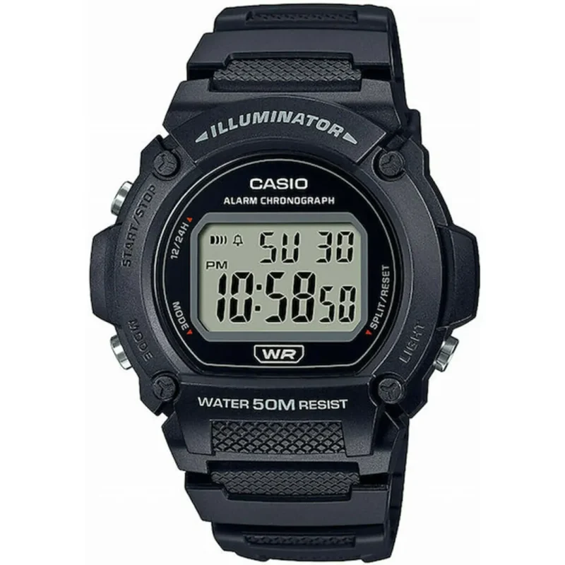 CASIO Collection Black Rubber Strap W-219H-1AVEF