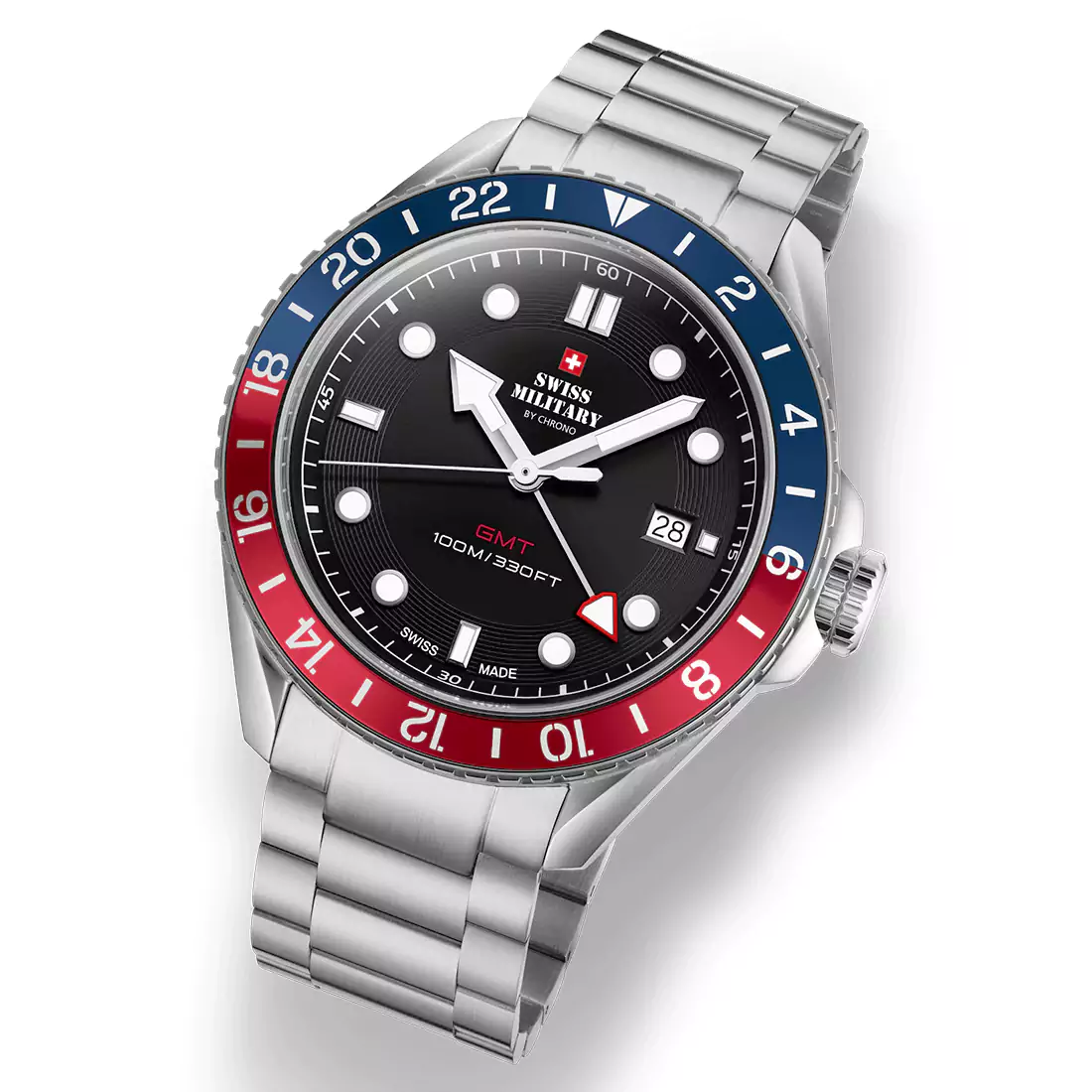 SWISS MILITARY GMT Watch Stainless Steel Bracelet SM34095.01