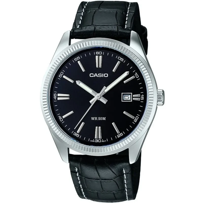 CASIO Collection Black Leather Strap MTP-1302PL-1A