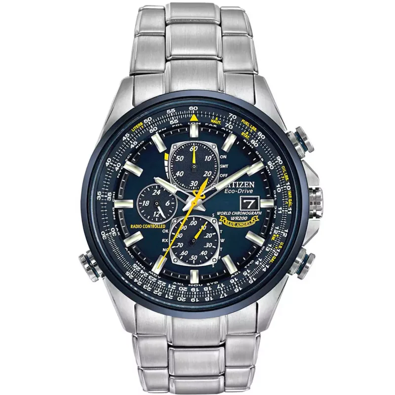 CITIZEN Eco-Drive Radio Controlled Blue Angels Stainless Steel Bracelet AT8020-54L