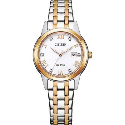 CITIZEN Eco-Drive Crystals Two Tone Stainless Steel Bracelet FE1246-85A