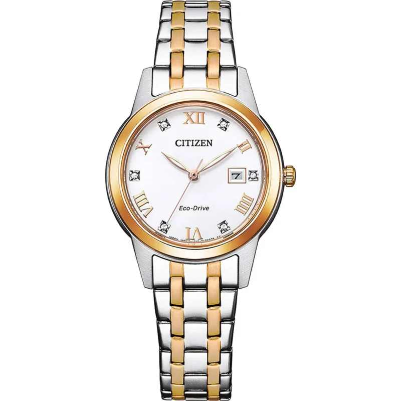 CITIZEN Eco-Drive Crystals Two Tone Stainless Steel Bracelet FE1246-85A