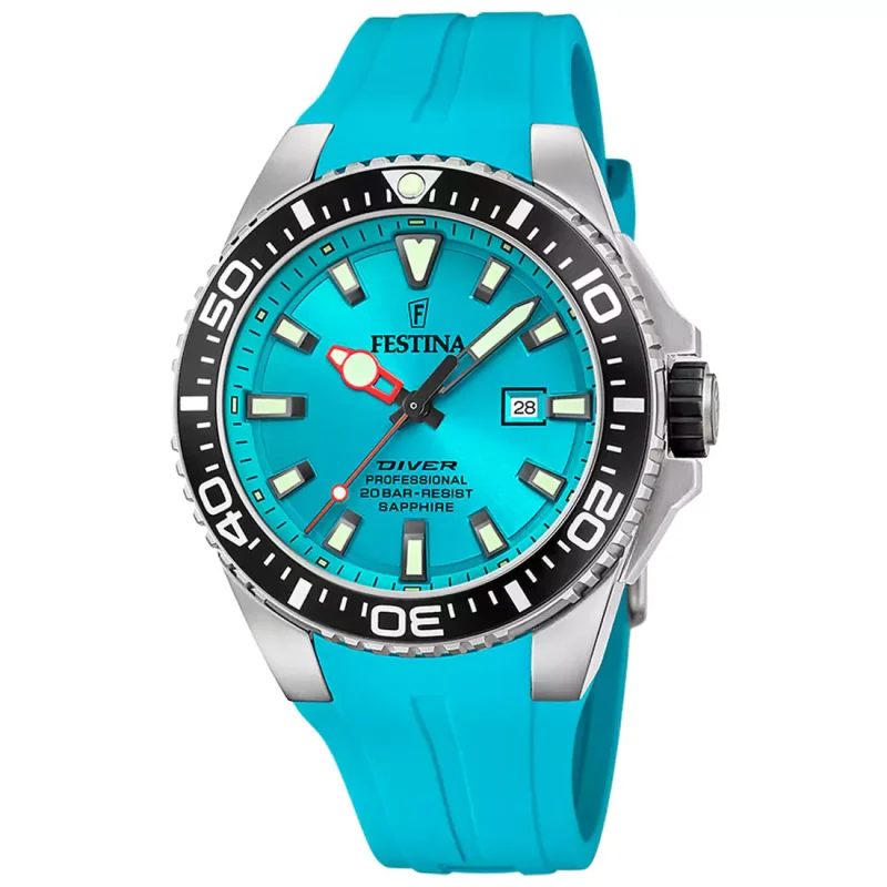 FESTINA Divers Sapphire Light Blue Rubber Strap F20664/5