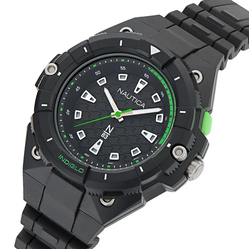 NAUTICA Coronado Bay Black Rubber Strap NAPCNS404