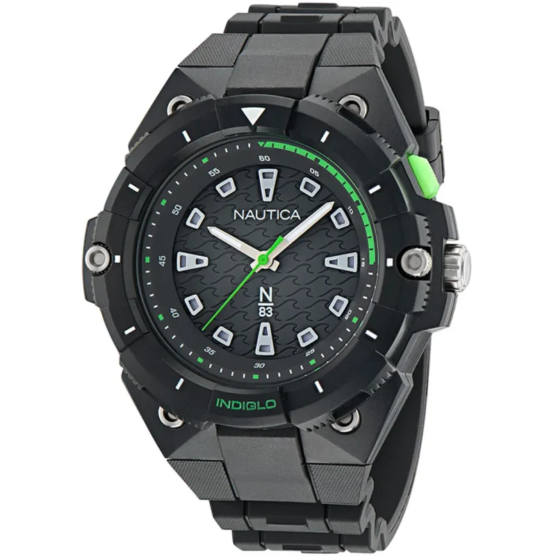 NAUTICA Coronado Bay Black Rubber Strap NAPCNS404