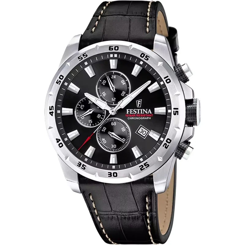 FESTINA Chrono Black Leather Strap F20692/4