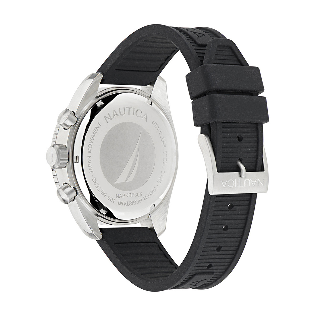 NAUTICA Key Biscane Vintage Black Rubber Strap NAPKBF305