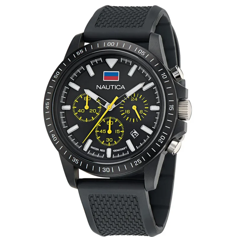 NAUTICA One Eco Chrono Black Rubber Strap NAPNOS4S4