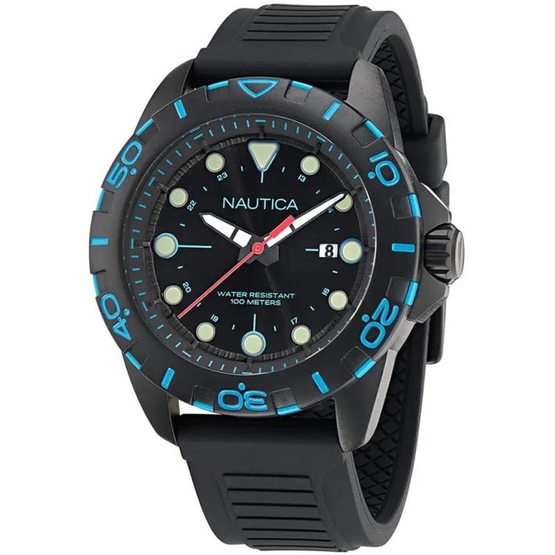 NAUTICA NSR Black Rubber Strap NAPNRS404