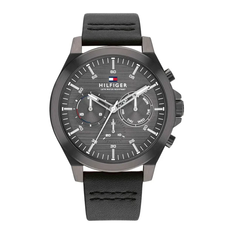 TOMMY HILFIGER Sport Black Leather Strap 1710634