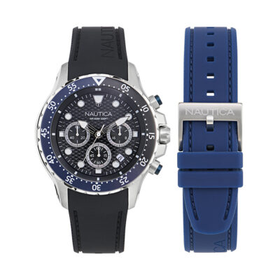 NAUTICA NST Chronograph BOXSET Black Silicone Strap NAPNSF408