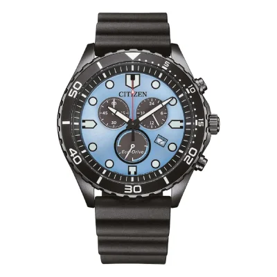 CITIZEN Eco-Drive Chronograph Black Rubber Strap AT2567-18L