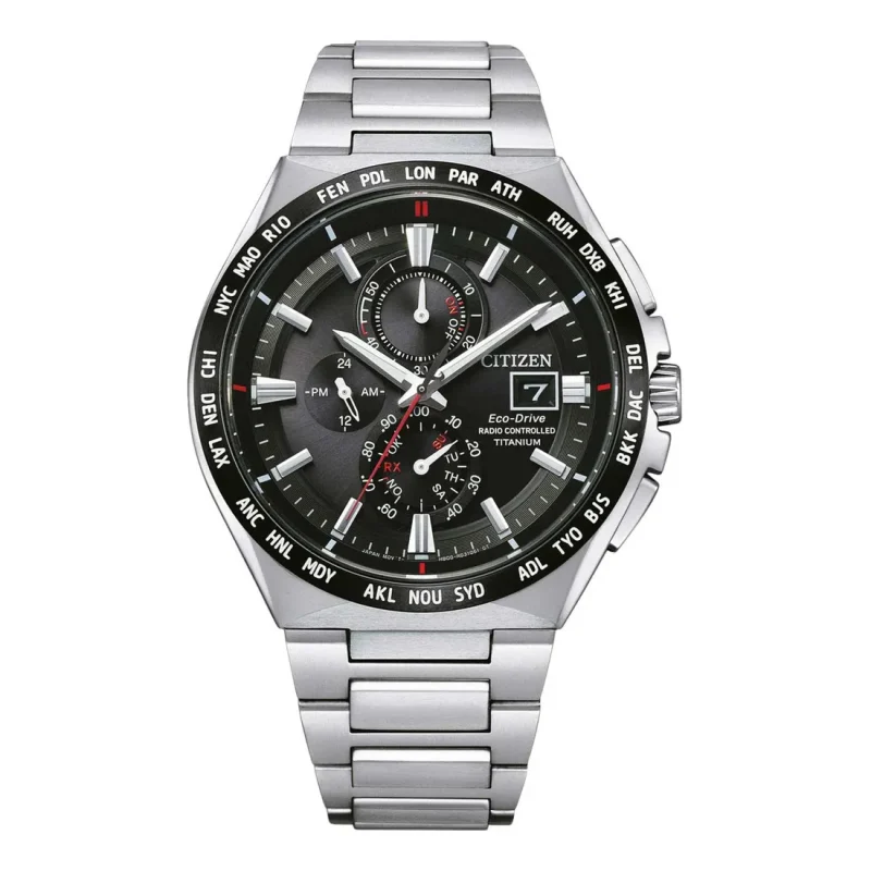 CITIZEN Eco-Drive RadioControlled Chronograph Silver Titanium Bracelet AT8234-85E