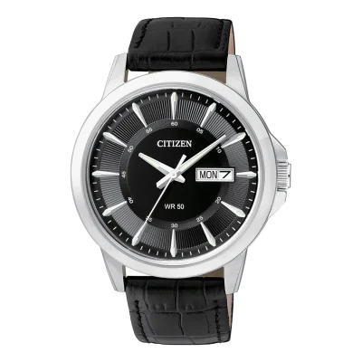 CITIZEN Classic Black Dial Black Leather Strap BF2011-01EE