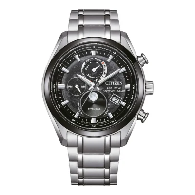 CITIZEN Tsuki-yomi Eco-Drive RadioControlled Silver Titanium Bracelet BY1018-80E