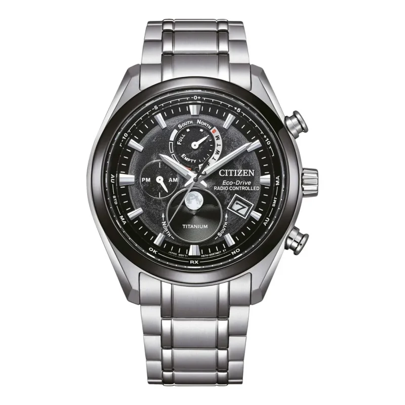 CITIZEN Tsuki-yomi Eco-Drive RadioControlled Silver Titanium Bracelet BY1018-80E