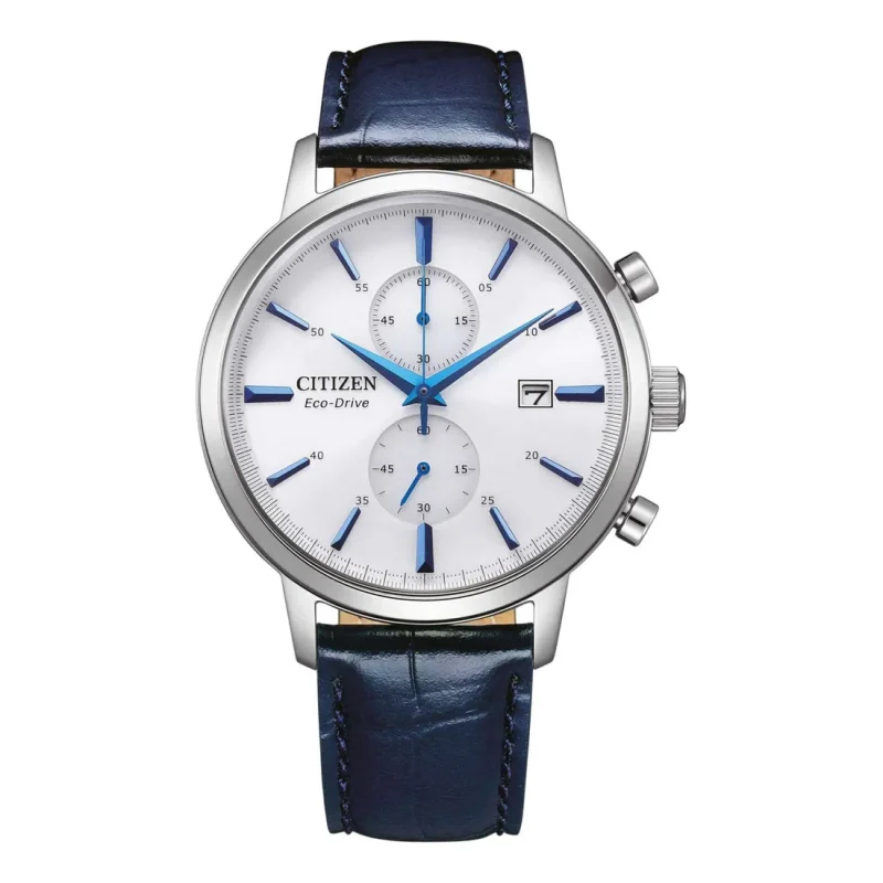 CITIZEN Eco-Drive Chronograph Blue Leather Strap CA7069-16A