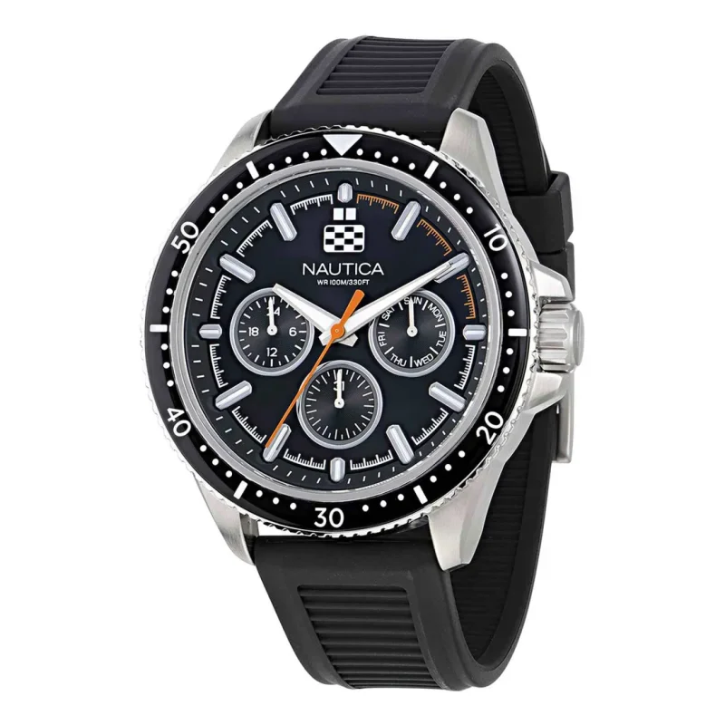 NAUTICA NCT Windrose Black Silicone Strap NAPWRF401