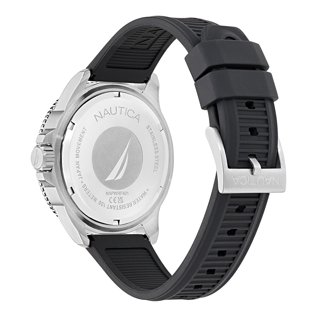 NAUTICA NCT Windrose Black Silicone Strap NAPWRF401