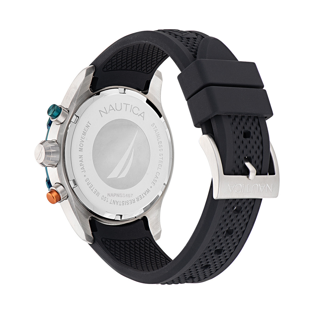NAUTICA NST Chronograph Black Silicone Strap NAPNSS407