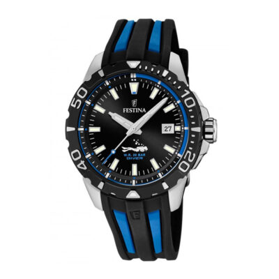 FESTINA The Originals Divers Black Blue Rubber Strap F20462/4