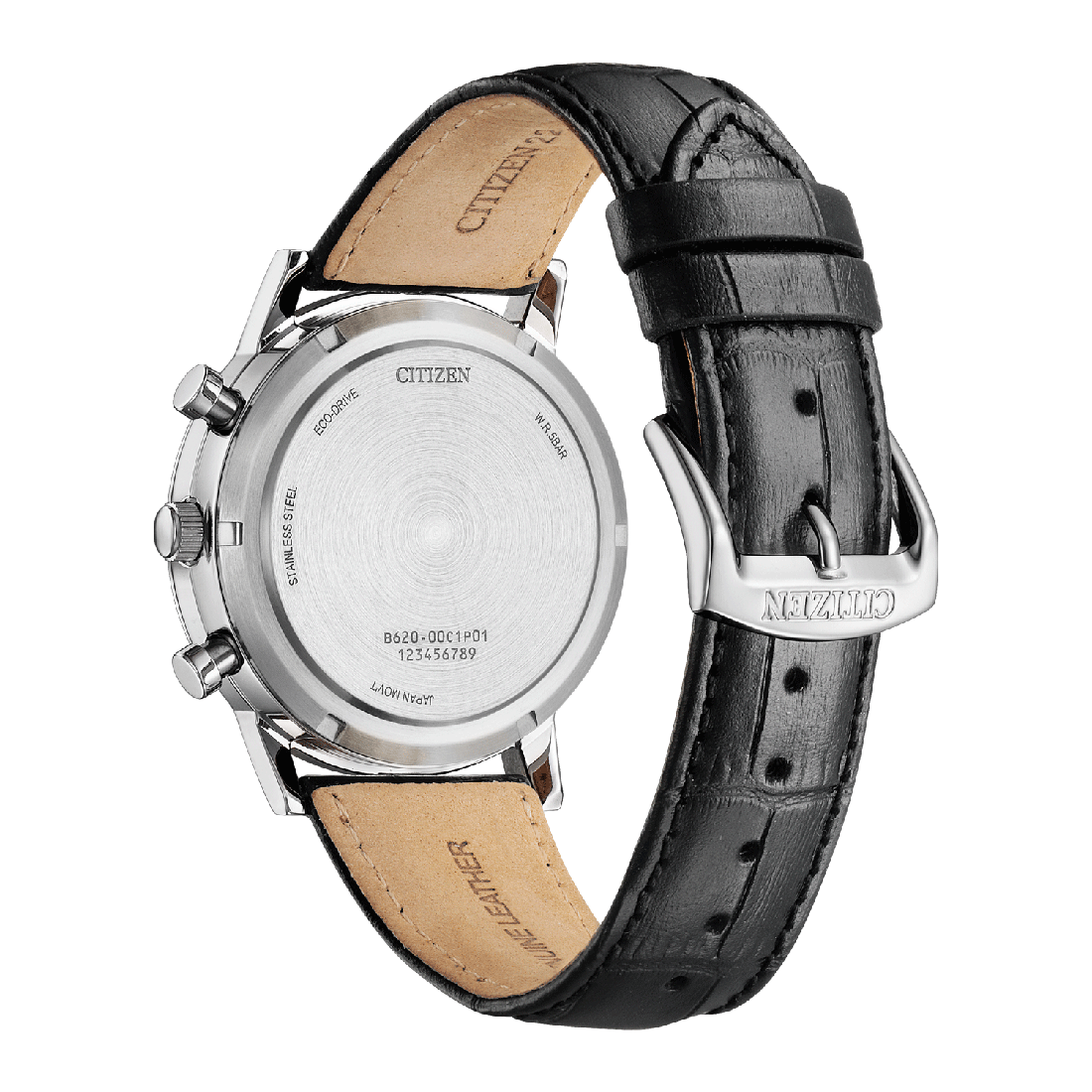 CITIZEN Eco-Drive Chronograph Black Leather Strap CA4630-02A