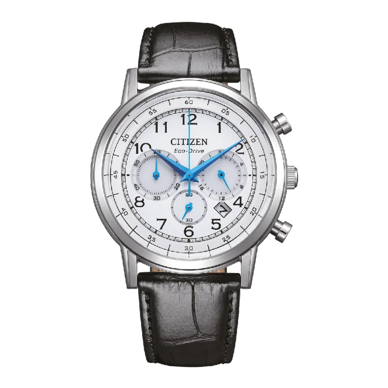 CITIZEN Eco-Drive Chronograph Black Leather Strap CA4630-02A