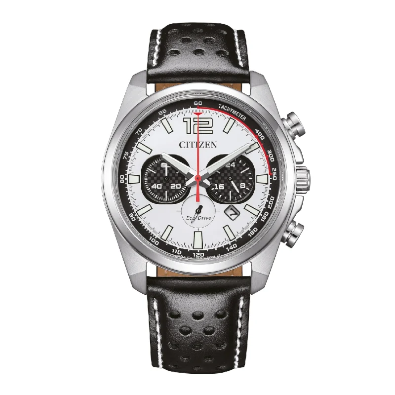 CITIZEN Eco-Drive Chronograph Black Leather Strap CA4640-09A