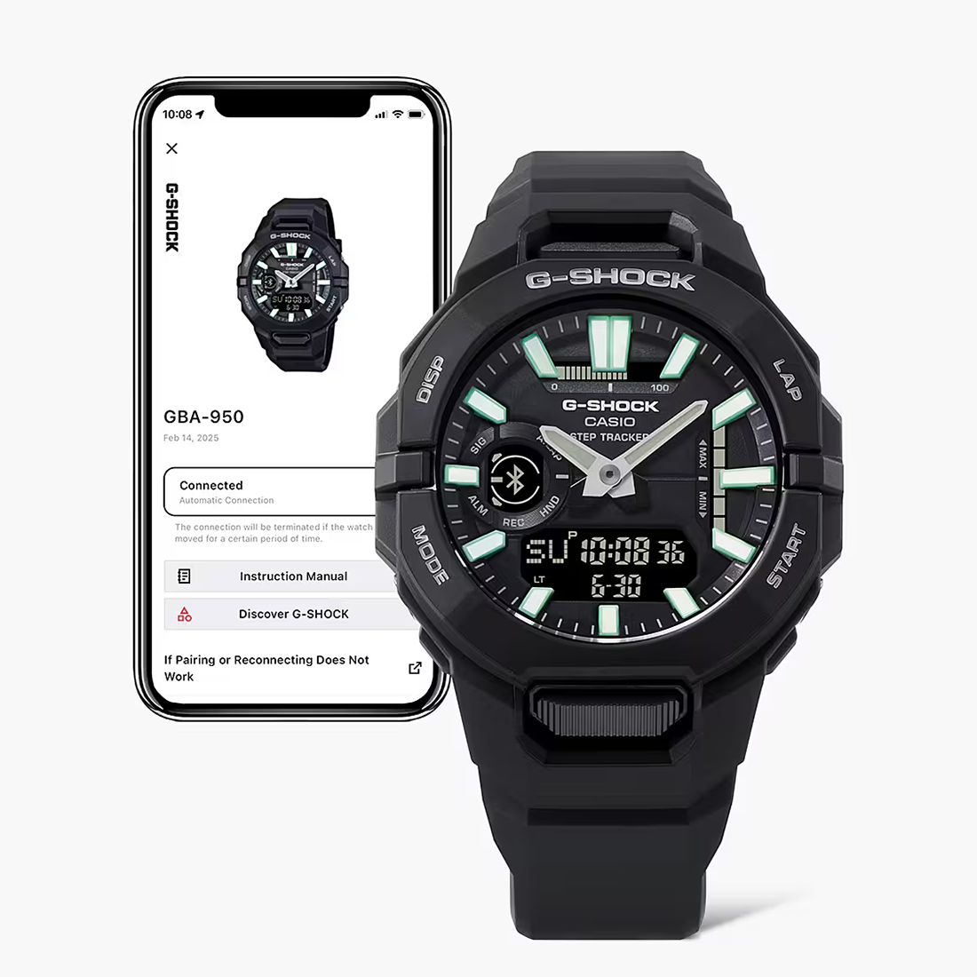 G-SHOCK Black Rubber Strap GBA-950-1AER
