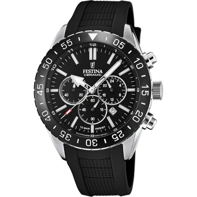FESTINA Chronograph Ceramic Black Rubber Strap  F20515/2