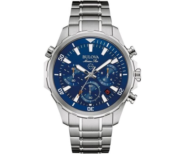 BULOVA Marine Star Chronograph Silver Stainless Steel Bracelet 96B256