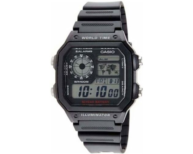 CASIO Vintage Collection Black Rubber Strap AE-1200WH-1AVEF