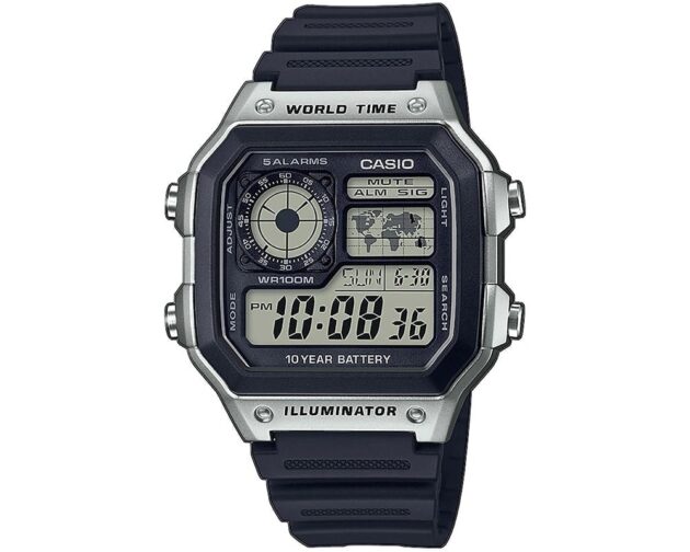 CASIO Standard Collection Black Rubber Strap AE-1200WH-1CVEF