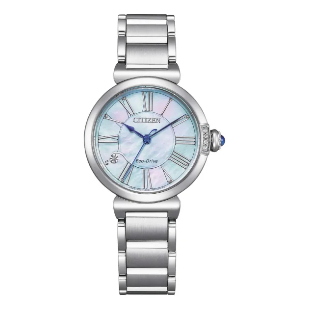 CITIZEN Ladies Eco-Drive Crystals Silver Stainless Steel Bracelet EM1060-87N