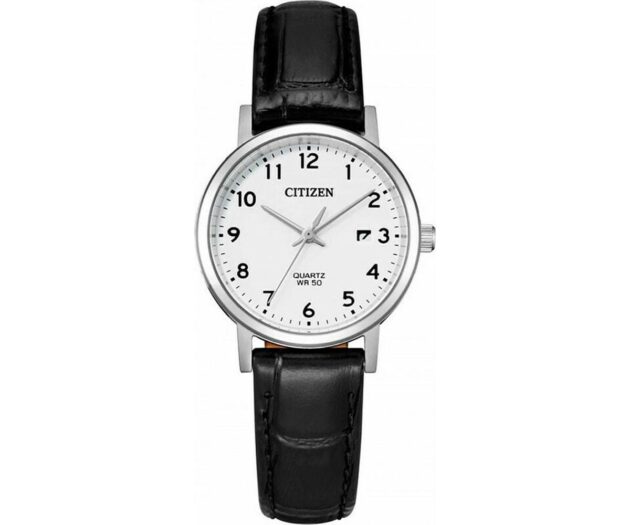 CITIZEN Ladies Quartz Black Leather Strap  EU6090-03A