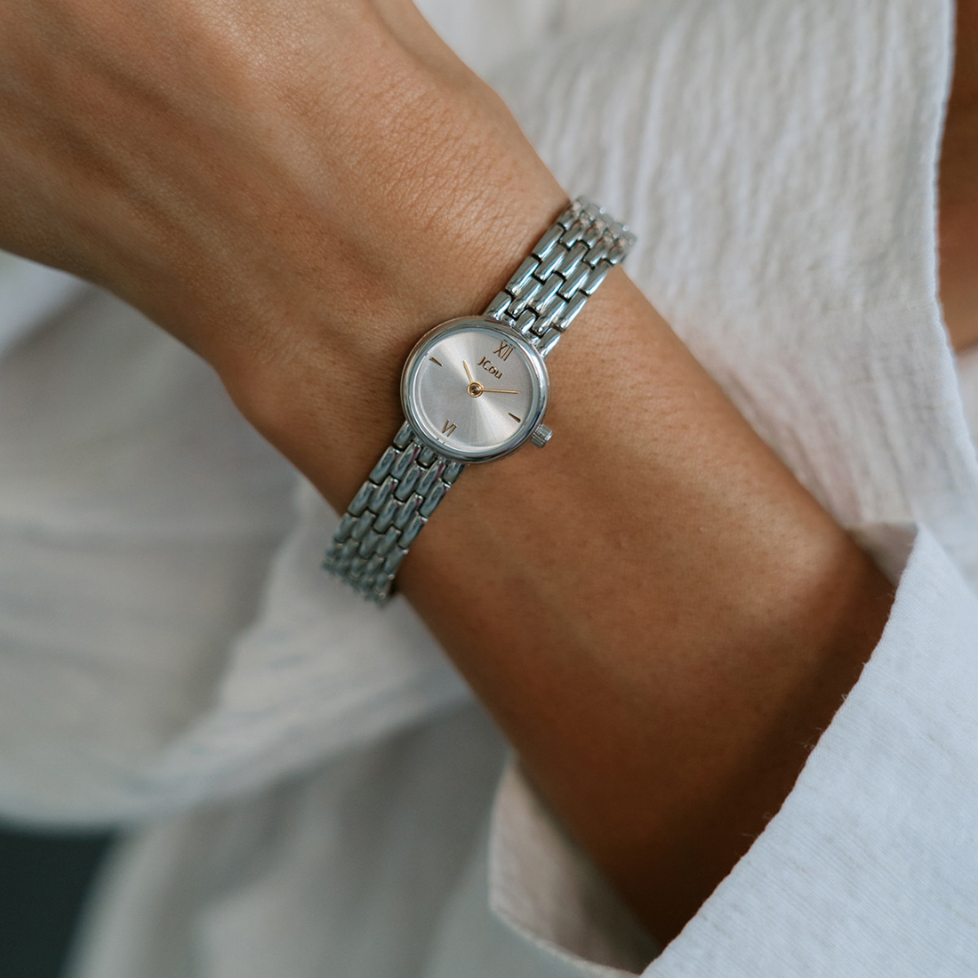 JCOU Lamelle Silver Stainless Steel Bracelet JU19067-1
