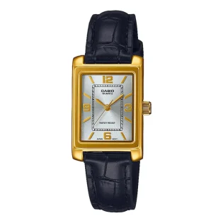 CASIO Standard Collection Black Leather Strap LTP-1234PGL-7A2EF