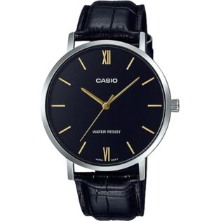 CASIO Standard Collection Black Leather Strap MTP-VT01L-1BUDF