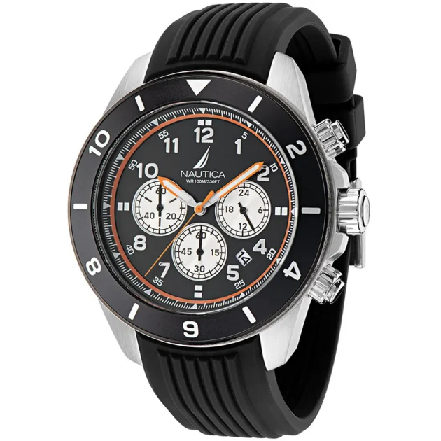 NAUTICA One Chronograph Black Rubber Strap NAPNOS403