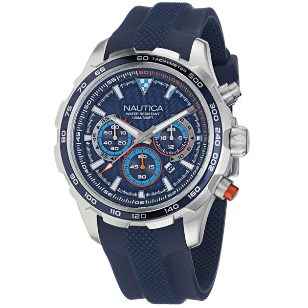 NAUTICA NST Chronograph Blue Rubber Strap NAPNSF303