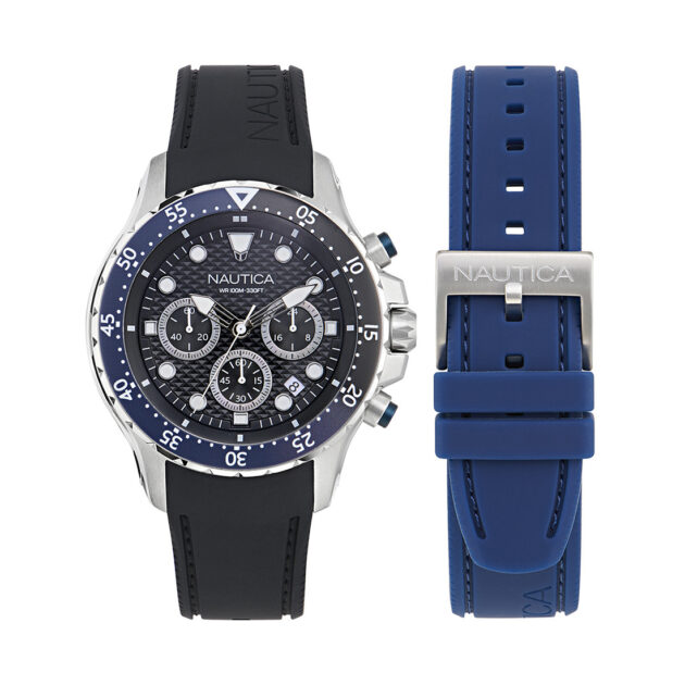 NAUTICA NST Chronograph BOXSET Black Silicone Strap NAPNSF408