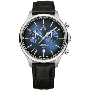 SWISS MILITARY By Chrono Black Leather Strap SM30192.08