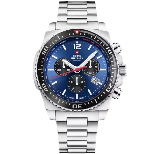 SWISS MILITARY By Chrono Silver Stainless Steel Bracelet SM34093.02